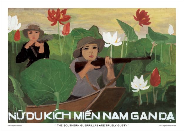 One of the unique features of Vietnam's propaganda posters are that women are frequently portrayed as frontline fighters.