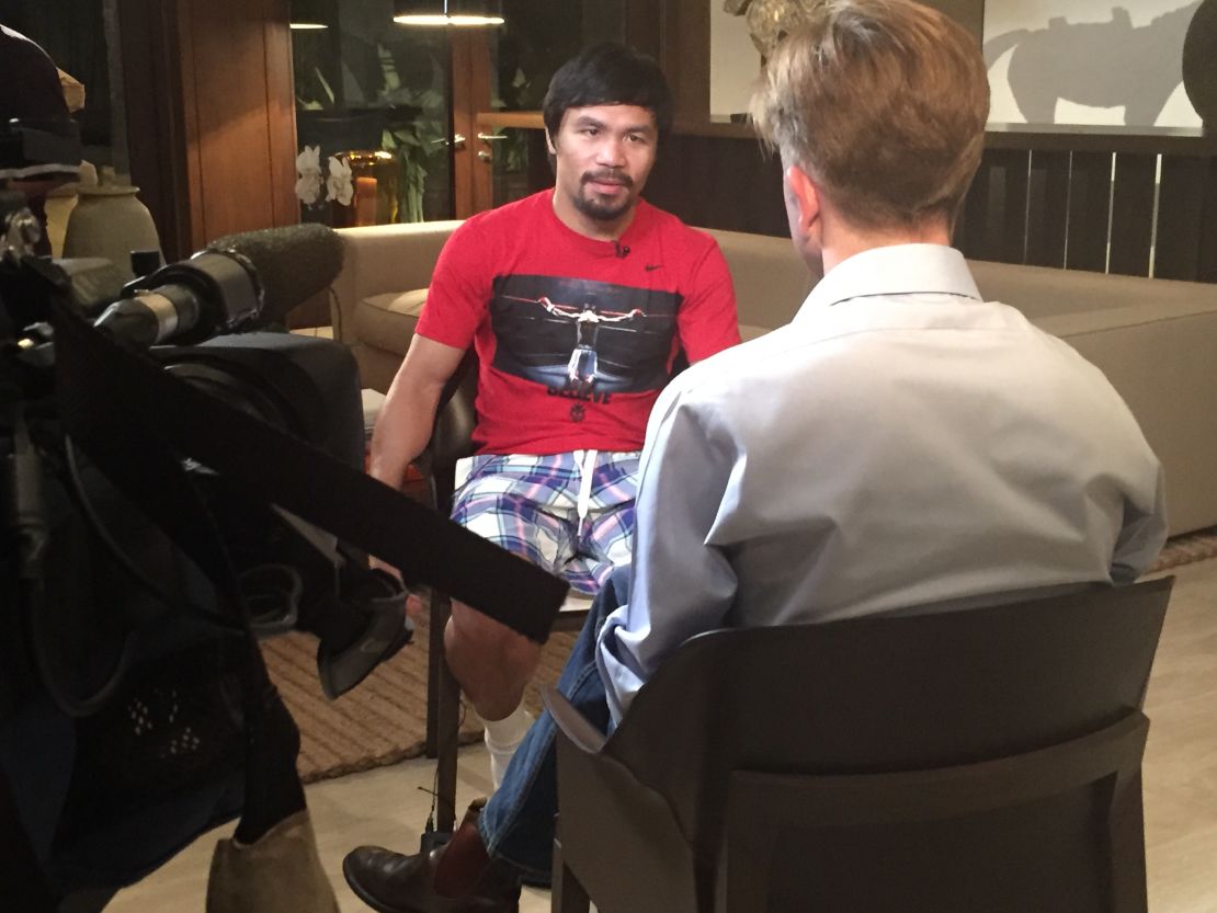 Manny Pacquiao described how he fought his way out of poverty.