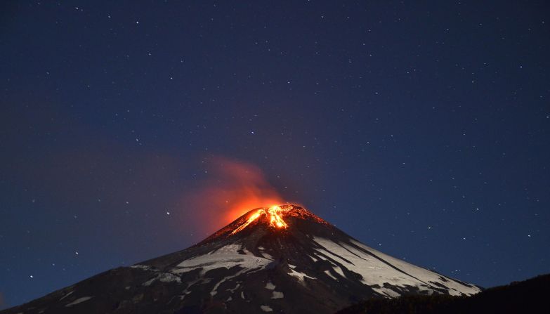 Villarrica, a Chilean volcano, began erupting in March 2015. The volcano is one of Chile's most active.