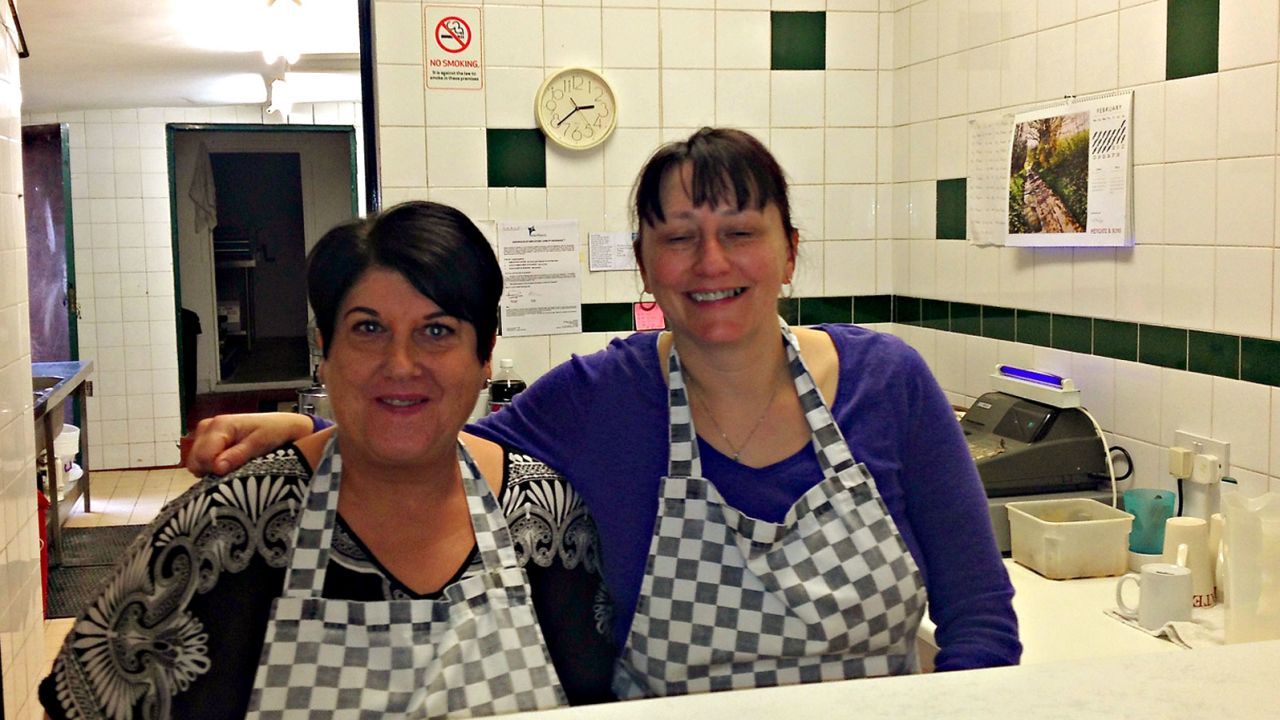 Kim Rump (left) is the owner of the Welling Pie and Mash Shop, which makes all the pies it sells on the premises.