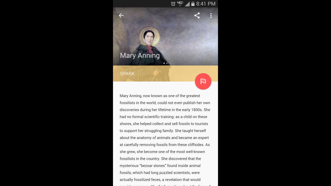 Fossil hunter Mary Anning is featured in Google's Field Trip app.