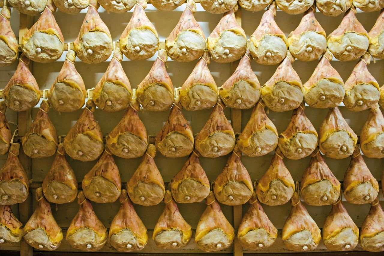 Modena's proscuitto is a niche product. Only 180,000 pieces of the thinly sliced strips of pig thigh are seasoned each year.