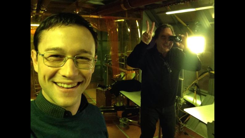 Actor Joseph Gordon-Levitt, left, called this Oliver Stone's first selfie. "This is gonna be Oliver's twentieth film, and I feel so sincerely privileged that he asked me to play this part," <a href="index.php?page=&url=https%3A%2F%2Fwww.facebook.com%2FJoeGordonLevitt%2Fphotos%2Fpcb.970184433005221%2F970040826352915%2F%3Ftype%3D1%26theater" target="_blank" target="_blank">Gordon-Levitt said on Facebook</a> on Tuesday, March 3. Gordon-Levitt is playing whistleblower Edward Snowden in Stone's upcoming movie.