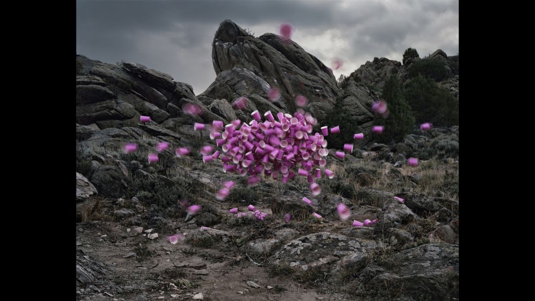 For his "Emergent Behavior" series, photographer Thomas Jackson staged inanimate objects -- such as the Solo cups here -- to look like swarms you would find in nature.