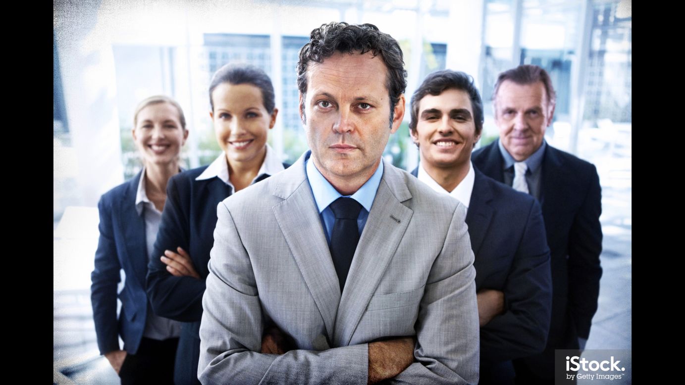 The movie "Unfinished Business" comes out Friday, and the stars teamed up to create a collection of pictures playing on the generic stock photos that illustrate many Internet stories. Vince Vaughn, center, is a man of business whose team (er, co-stars) has his back.