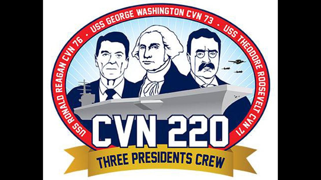 In the swap, sailors serving on the carriers Ronald Reagan, George Washington and Theodore Roosevelt will have their own insignia and hull number.