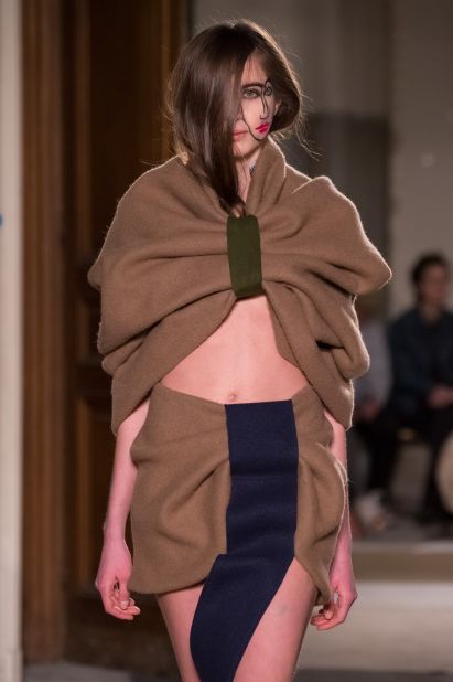 Simon Porte Jacquemus is up for the <a href="http://www.lvmhprize.com/" target="_blank" target="_blank">LVMH Prize</a> for young designers. This season, his designs seemed more conceptual than commercial, and some models walked with face paint inspired by German photographer <a href="http://www.sebastianbieniek.com/" target="_blank" target="_blank">Sebastian Bieniek</a>. 