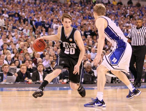 Former Butler player Gordon Hayward was one shot away from a national championship in 2010.  He is now a starter with the NBA's Utah Jazz. 