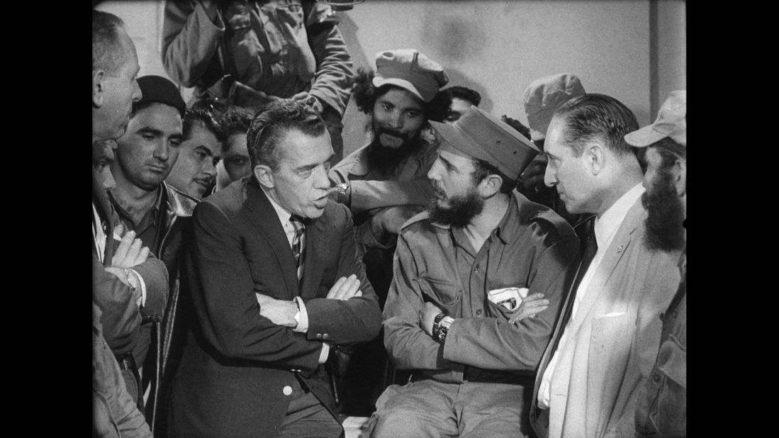 American talk-show host Ed Sullivan interviews Castro on a taped segment in 1959. 