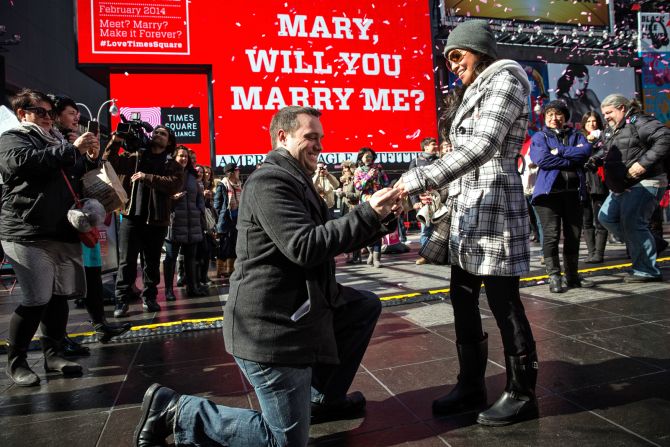 Flash mobs gather, billboards flash and approximately 33,000 people wander through Times Square on a daily basis. So, no pressure at all on the 45,000 uploaders who said "I do."