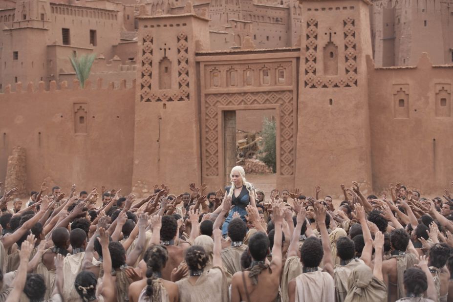 Morocco has hosted extensive filming ahead of season five, with crews returning to previously used locations such Ouarzazate. In this scene from the third series Daenerys Targaryen is living in exile in the Free Cities.