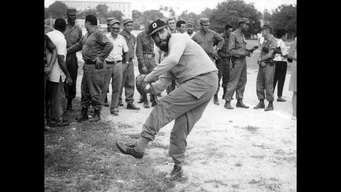 Castro plays baseball in 1964. 