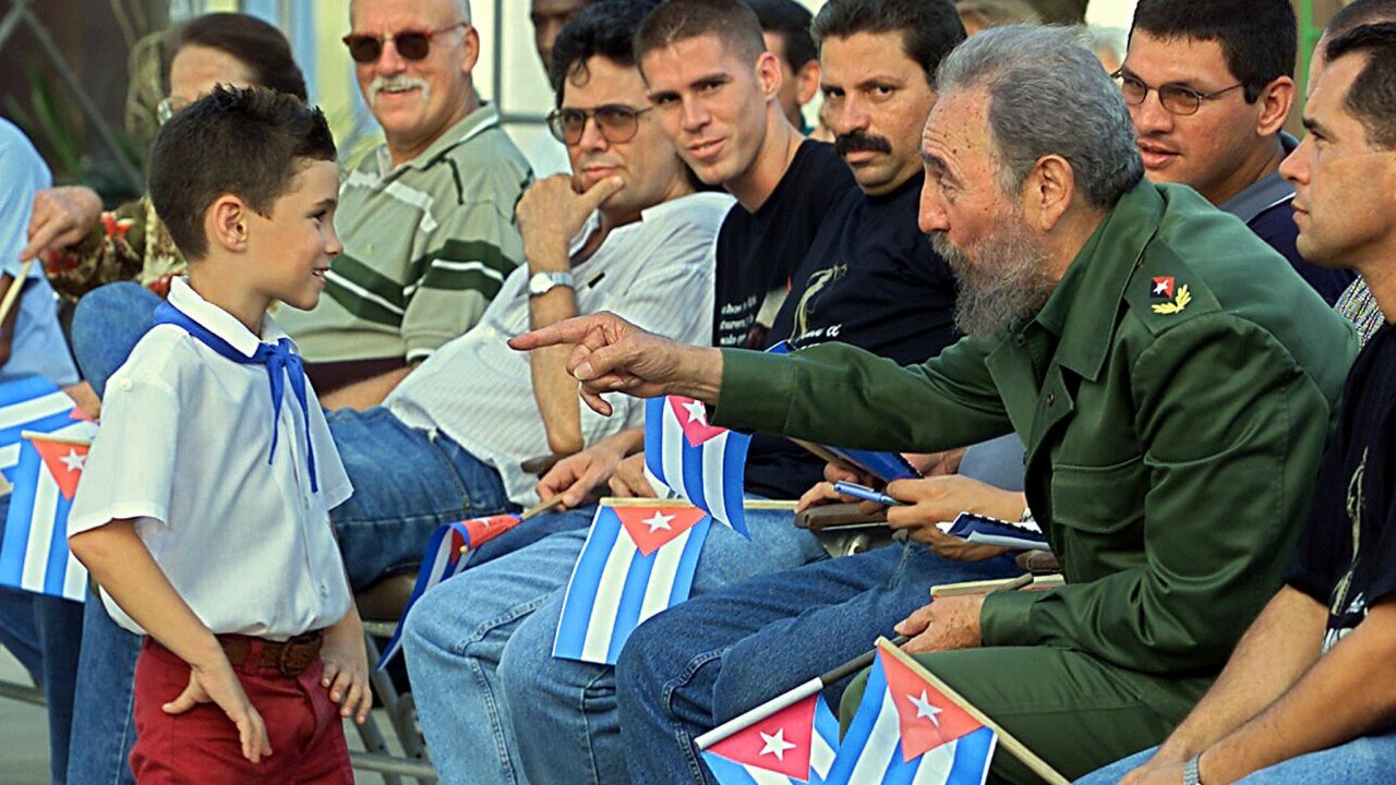 In July 2001, Castro talks with Elian Gonzalez, the young boy who was the focus of a bitter international custody dispute a couple of years earlier.