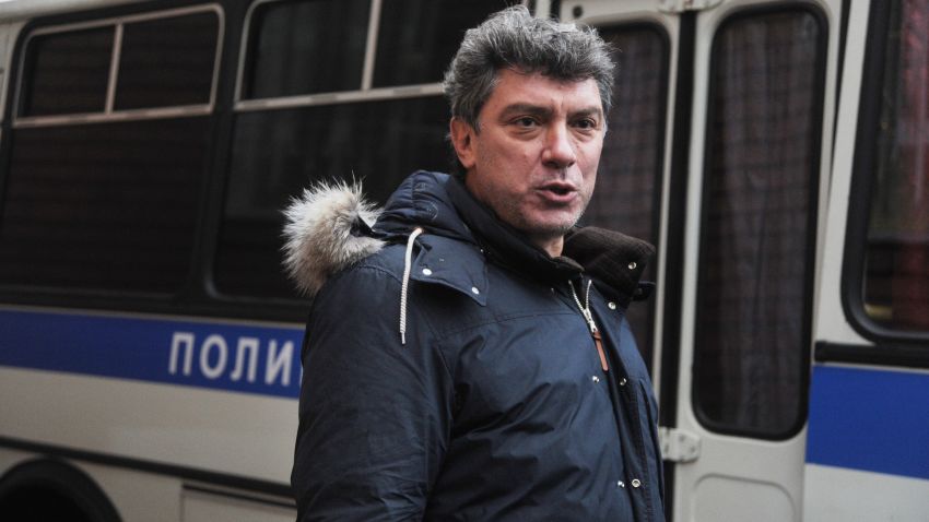 Russian opposition leader Boris Nemtsov attends a rally near Tverskoi court in Moscow on December 27, 2011.