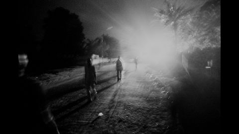 The streets of Kananga at night.