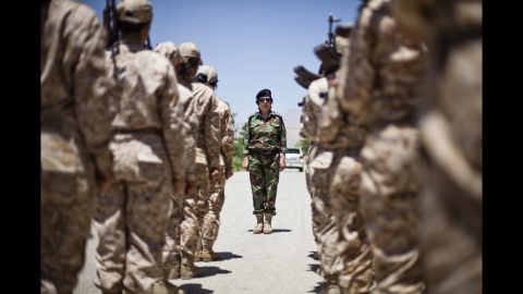 Female Peshmerga at their base.