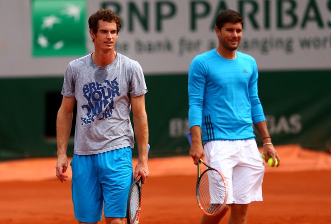 Dani Vallverdu, right, served as the hitting partner and co-coach to Andy Murray for years. He left the Murray camp and is now coaching Tomas Berdych. 