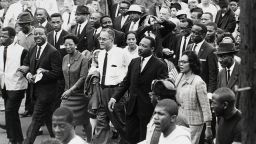 The Rev. Martin Luther King Jr. arrives in Alabama's state capital at the end of the Selma-to-Montgomery march a few weeks after "Bloody Sunday." The Selma campaign is widely considered King's greatest victory. 