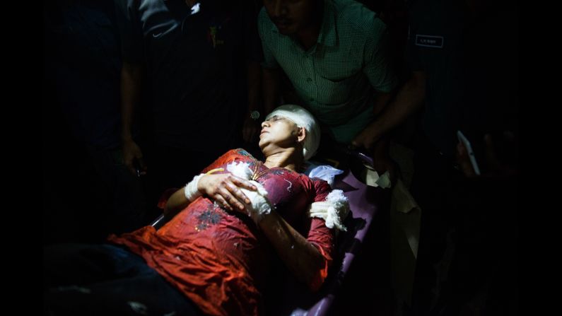 Rafida Ahmed Banna, the wife of prominent Bangladeshi-American blogger Avijit Roy, is carried on a hospital stretcher Friday, February 27, after she and her husband <a href="http://www.cnn.com/2015/02/27/asia/bangladeshi-american-blogger-dead/index.html" target="_blank">were attacked by machete-wielding assailants</a> in the Bangladeshi capital of Dhaka. Roy, an engineer and writer known for speaking out for secular freedom, was killed.