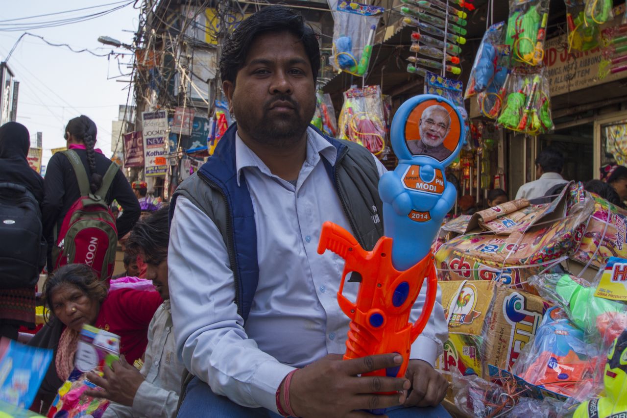 It's not just about ink: You can also soak your friends with a stylish Modi-themed water gun.