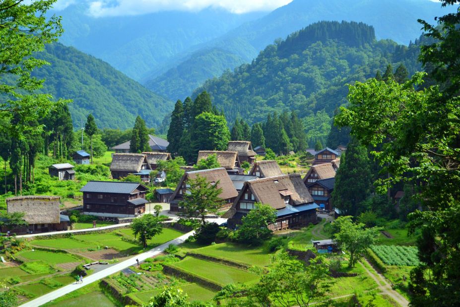 <strong>Gokayama (Toyama): </strong>Gokayama is one of the <a href="http://edition.cnn.com/2014/09/07/travel/great-towns-architecture/">greatest towns for architecture buffs in the world</a>. The oldest traditional <em>gassho </em>style house in Ainokura is said to be about 400 years old. Part of the UNESCO-designated area of Gokyama, the village preserves an architectural design that dates back hundreds of years. The steep triangular thatched roofs were built without the use of nails and are designed to prevent snow buildup.