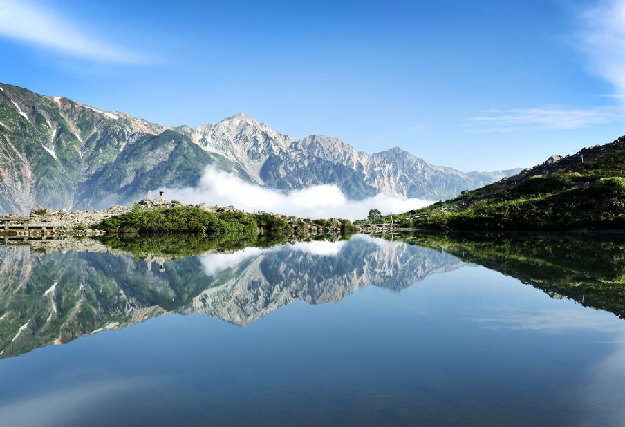 <strong>Happo Pond (Nagano): </strong>The hike to Happo pond from Hakuba -- a village known for its winter skiing amid the mountains of Nagano Prefecture -- is a classic trail in the Japanese Alps. Surrounded by the Hakuba Peaks, the pond is 2,060 meters above sea level. What the pond lacks in size, it makes up for in beauty, reflecting the 3,000 meter tall peaks in its quiet waters.