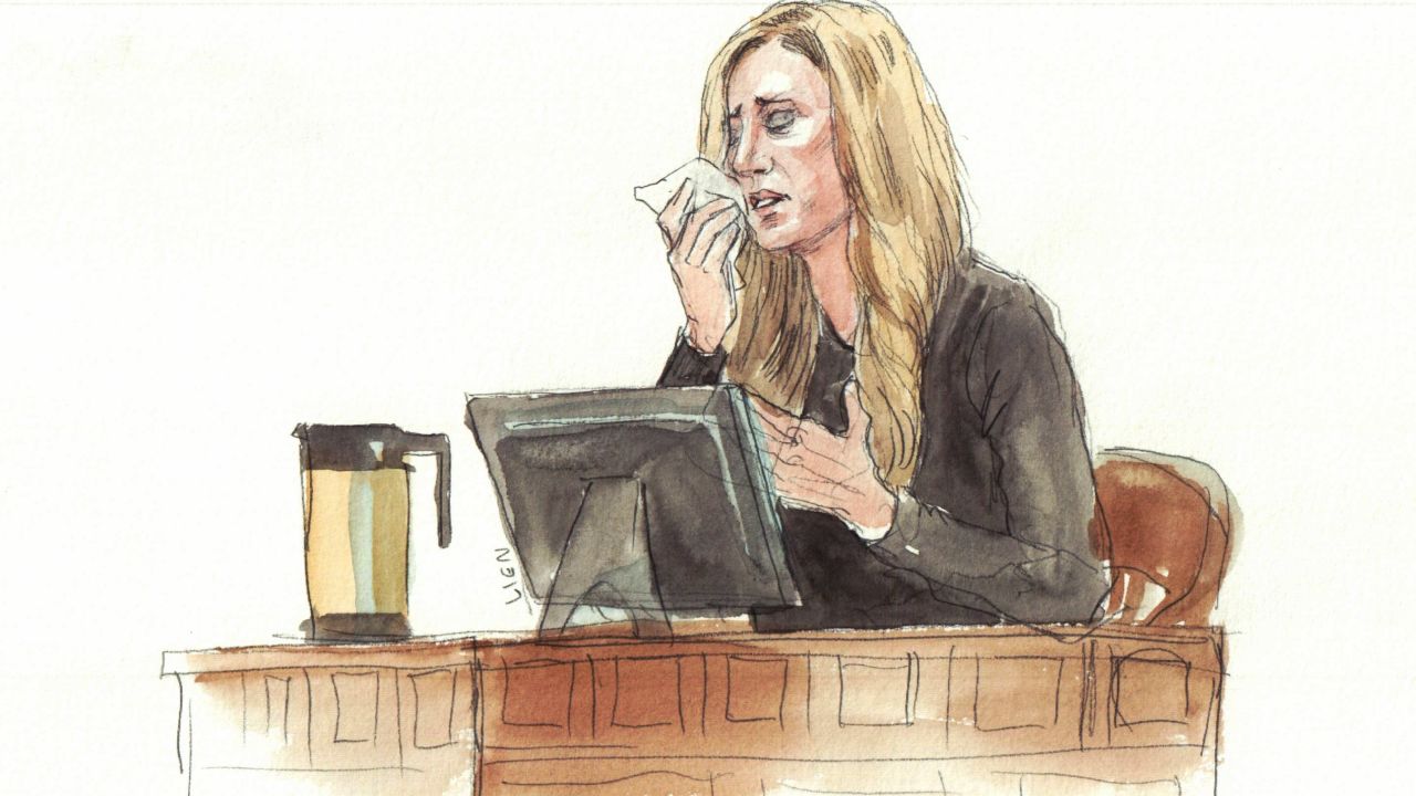 Rebekah Gregory, who lost her leg in the bombing, testifies in court. 