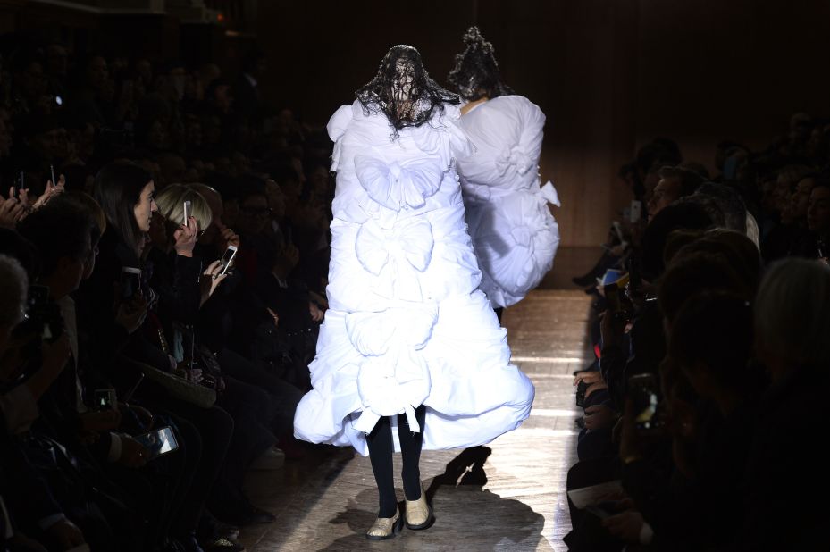 Rei Kawakubo's show, titled "Ceremony of Seperation," conveyed a sense of isolation and loss. 