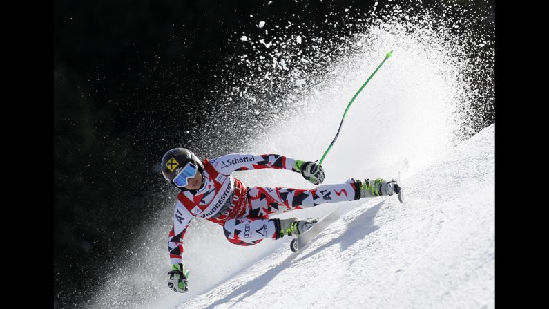 Austrian skier Anna Fenninger slices through snow during a World Cup event in Garmisch-Partenkirchen, Germany, on Sunday, March 8. Fenninger finished third in the super-G.