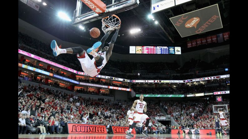 Louisville's Montrezl Harrell throws down a dunk during the Cardinals' home game against Notre Dame on Wednesday, March 4.