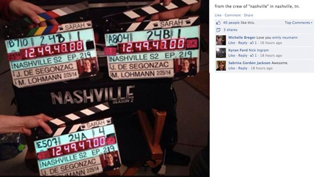 Crew members from the set of the TV show "Nashville" honored Jones. 