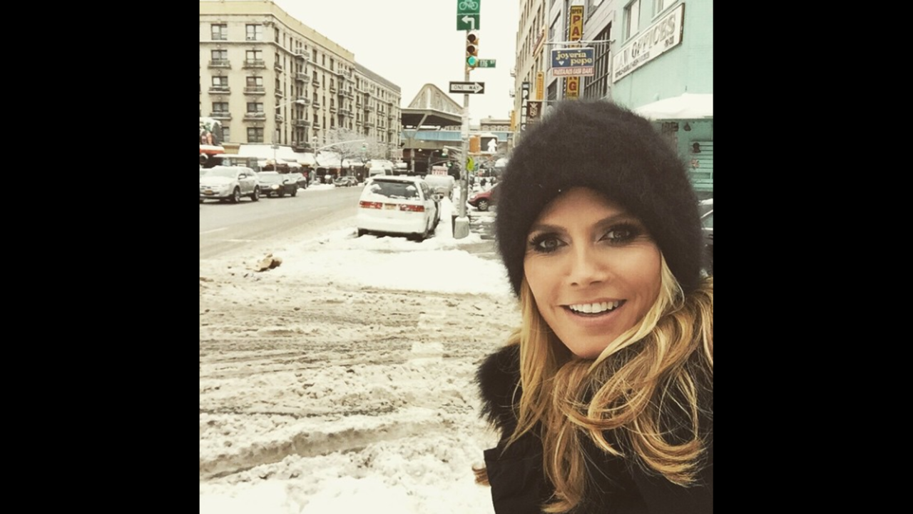 "Beautiful snowy day in NYC," <a href="https://instagram.com/p/z24ahBD1ai/?modal=true" target="_blank" target="_blank">wrote model Heidi Klum</a> on Thursday, March 5.