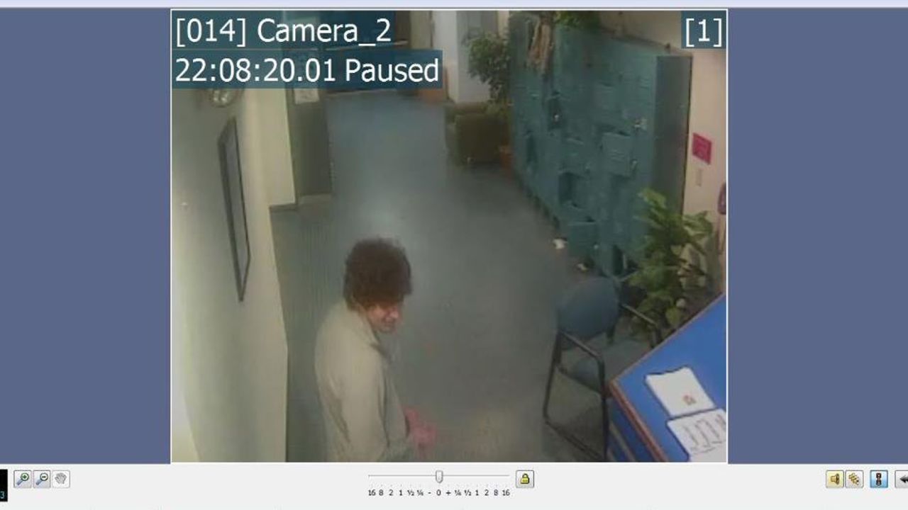 Prosecutors say this still image from surveillance video shows Tsarnaev in the UMass Dartmouth gym the day after the bombings.