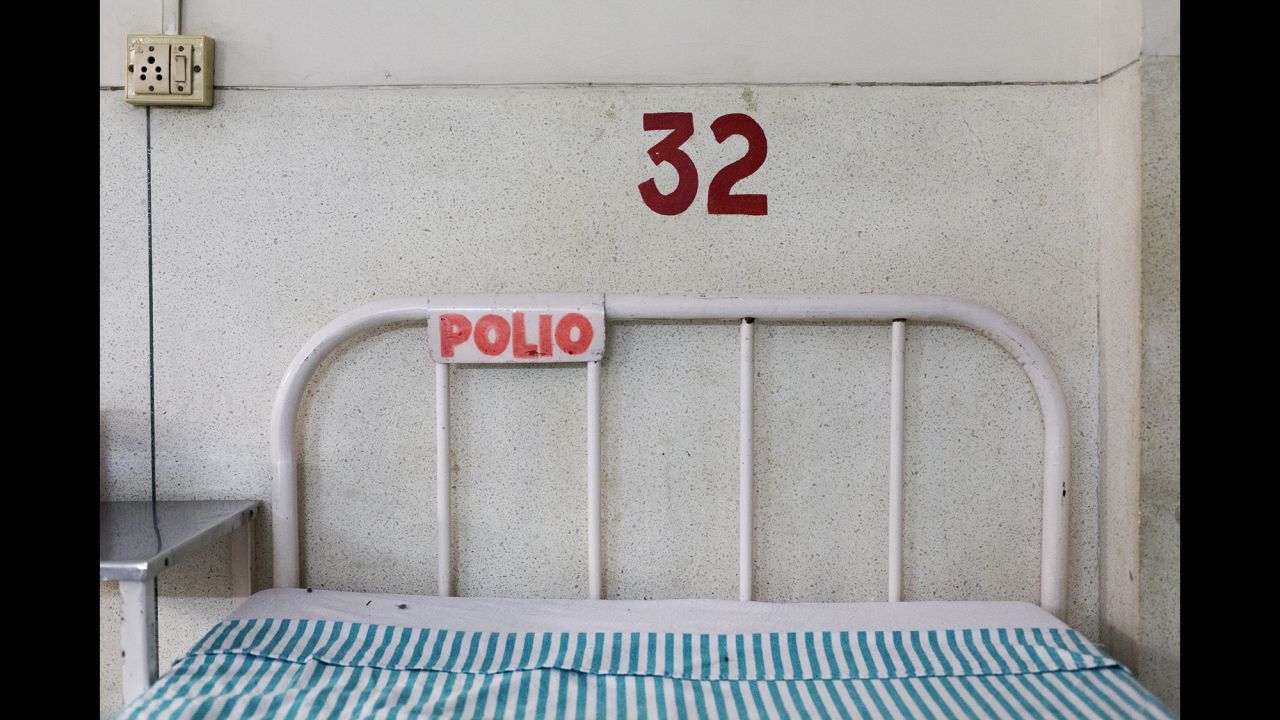 An empty bed in the polio ward of St. Stephen's Hospital in New Delhi. The ward used to be filled with patients, but it was announced last year that the disease had been eradicated in the country.