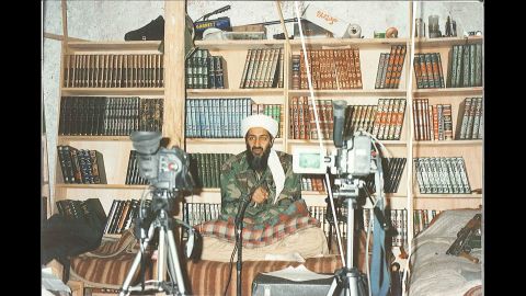 When issuing pronouncements, bin Laden often sat in front of shelves of Islamic books to convey an intellectual image.