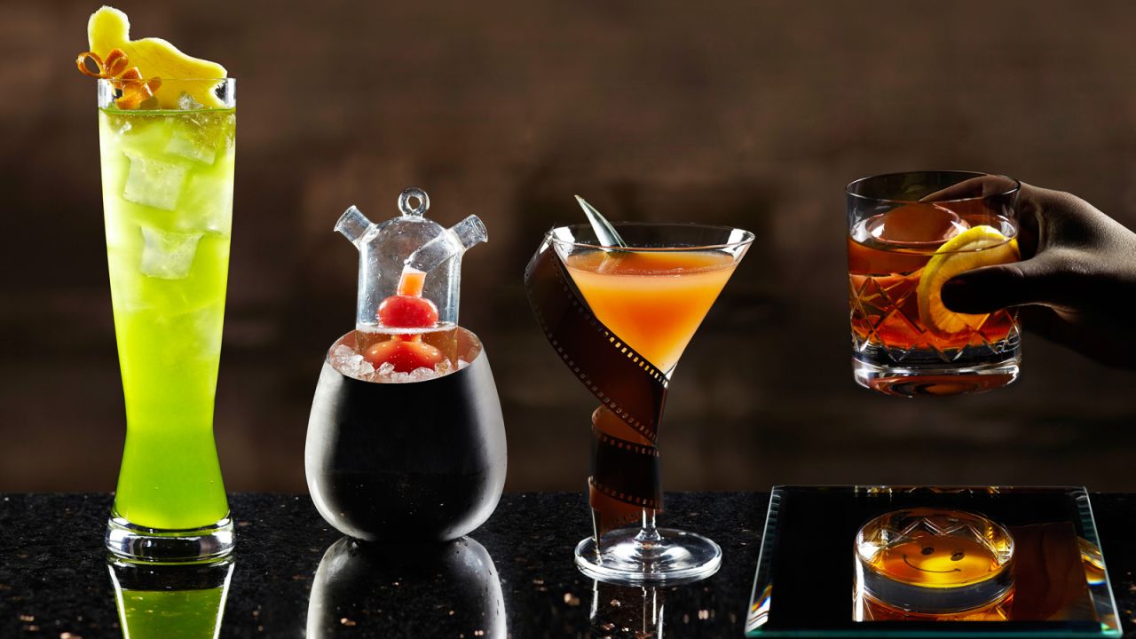 M Bar at Mandarin Oriental also has a special cocktail set for Art Basel based on the festival's different themes. <br />From left to right in this photo, they are named "Insights," "Encounters," "Film" and "Discoveries."<br /><a href="http://www.mandarinoriental.com/hongkong/fine-dining/m-bar/" target="_blank" target="_blank"><em>M Bar</em></a><em>, Mandarin Oriental Hong Kong, 5 Connaught Road, Central, Hong Kong</em>