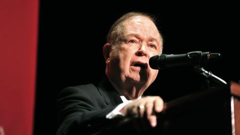 University of Oklahoma President David Boren speaks during a news conference on campus March 9. Boren said that he was angered, outraged and saddened by what he saw in the video. Boren stressed that the fraternity members' behavior is not indicative of what University of Oklahoma students represent.