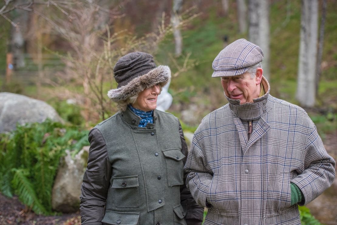 The Duchess of Cornwall and Prince Charles take a stroll on a chilly January morning.