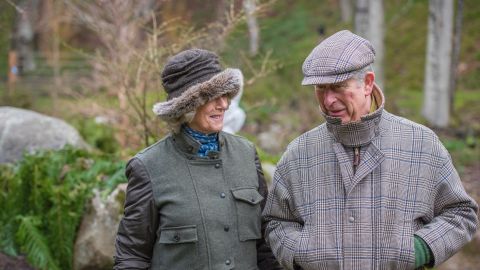 The Duchess of Cornwall and Prince Charles take a stroll on a chilly January morning.