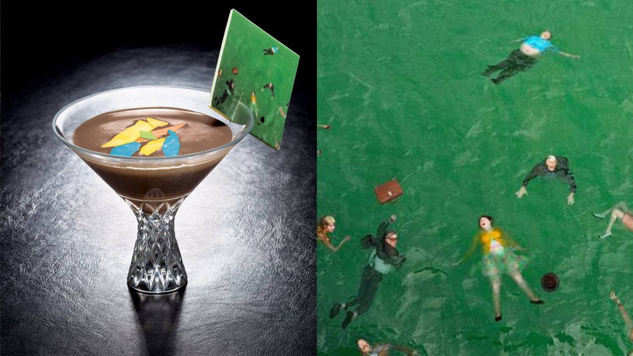 Hong Kong bakery queen Bonnae Gokson translates Alex Prager's 2012 "3:14 p.m., Pacific Ocean" (2012) into a chocolate martini. <br />The artwork is lasered on a piece of white chocolate on the side of the glass. <br />The chocolate is made of Sevva's own chocolate cream.<br />Special menu is available until March 31.<br /><a href="http://www.sevva.hk" target="_blank" target="_blank"><em>Sevva</em></a><em>, 25/F, Prince's Building, 10 Chater Road, Central, Hong Kong</em>