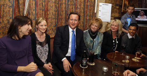 David Cameron and his wife Samantha stop for a drink in a pub during the 2010 general election. Chipping Norton lies within Cameron's constituency of Witney in Oxfordshire.