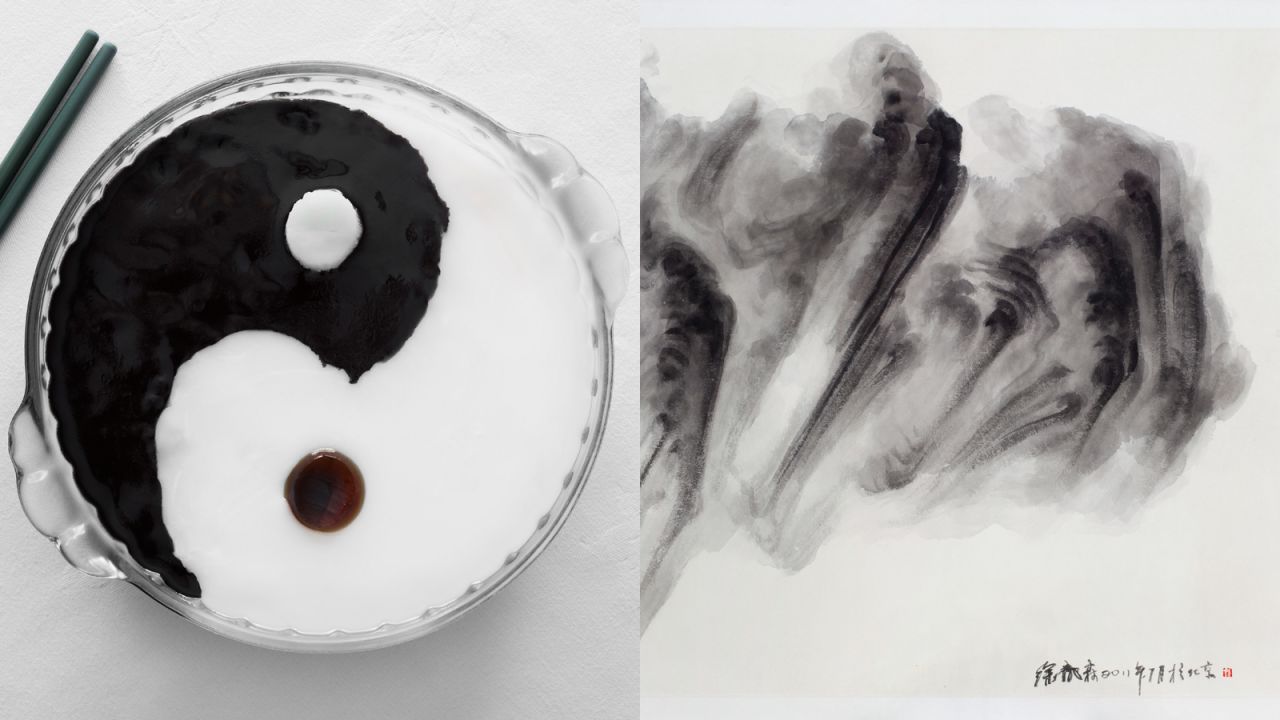 Ringo Chow, the executive chef of China Tang Hong Kong, says this dish recreate the calmness of Xu Longsen's 2011 "Celestial Shore."<br />Black squid ink sauce and sea cucumber are used for the yin (black) side of the dish. The yang (white) side is made of supreme sauce on fish maw.<br />Special menu is available until March 31.<br /><a href="http://chinatang.hk/chinatang/app/#story" target="_blank" target="_blank"><em>China Tang</em></a><em>, shop 411-413, 4F, Landmark, 15 Queen's Road, Central, Hong Kong</em>
