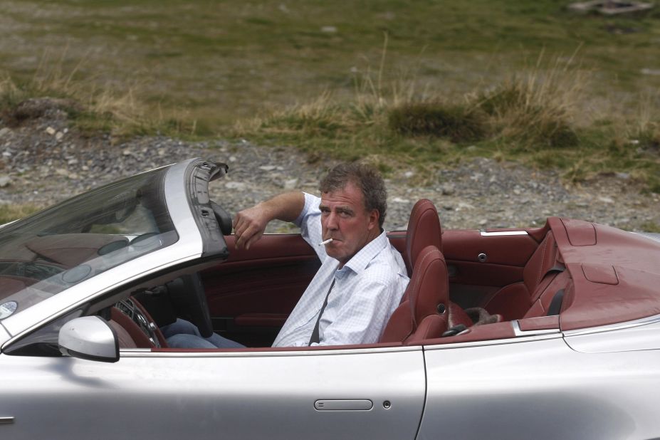 Clarkson drives an Aston Martin 300km northwest of Bucharest while filming Top Gear in 2009. 