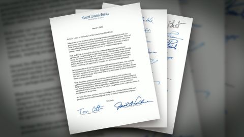 47 Republican senators signed a letter to Iran's leadership questioning the long-term validity of nuclear negotiations.