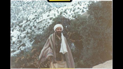 Osama bin Laden is seen at his Afghan hideout in the mountainous area of Tora Bora in 1996.