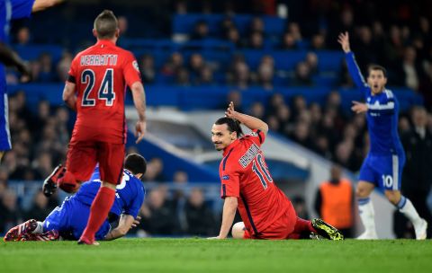 Zlatan Ibrahimovic made his side's task much harder after being dismissed on the half hour mark. His late tackle on Oscar meant PSG had to play 90 minutes with 10 men against the leaders of the English Premier League.