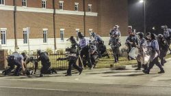 Two police officers were shot during protests outside the Ferguson police department early Thursday, March 12, just hours after the city's police chief resigned.