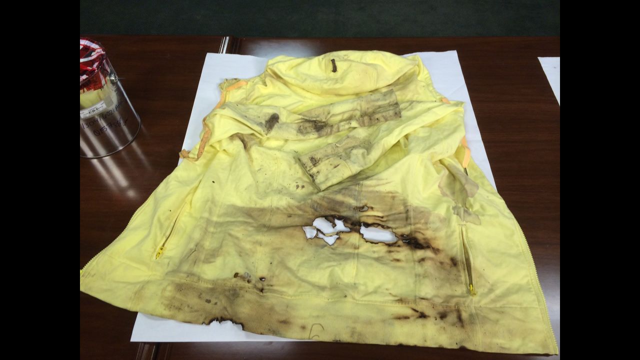 This burned tank top and yellow hoodie belonged to bombing survivor Jessica Kensky.