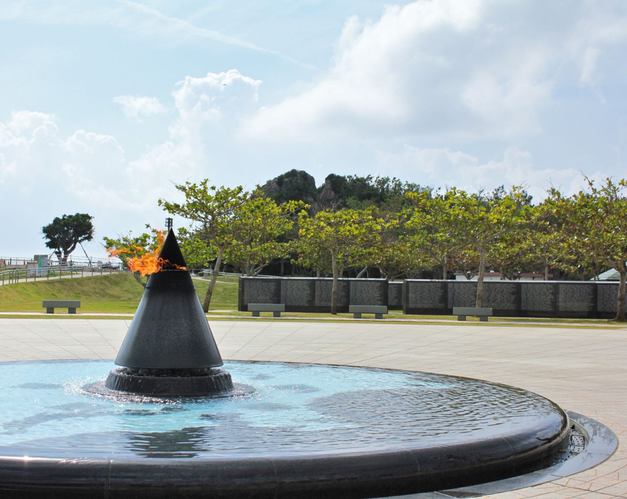 Eternal flame at the Okinawa Prefectural Peace Memorial Museum.
