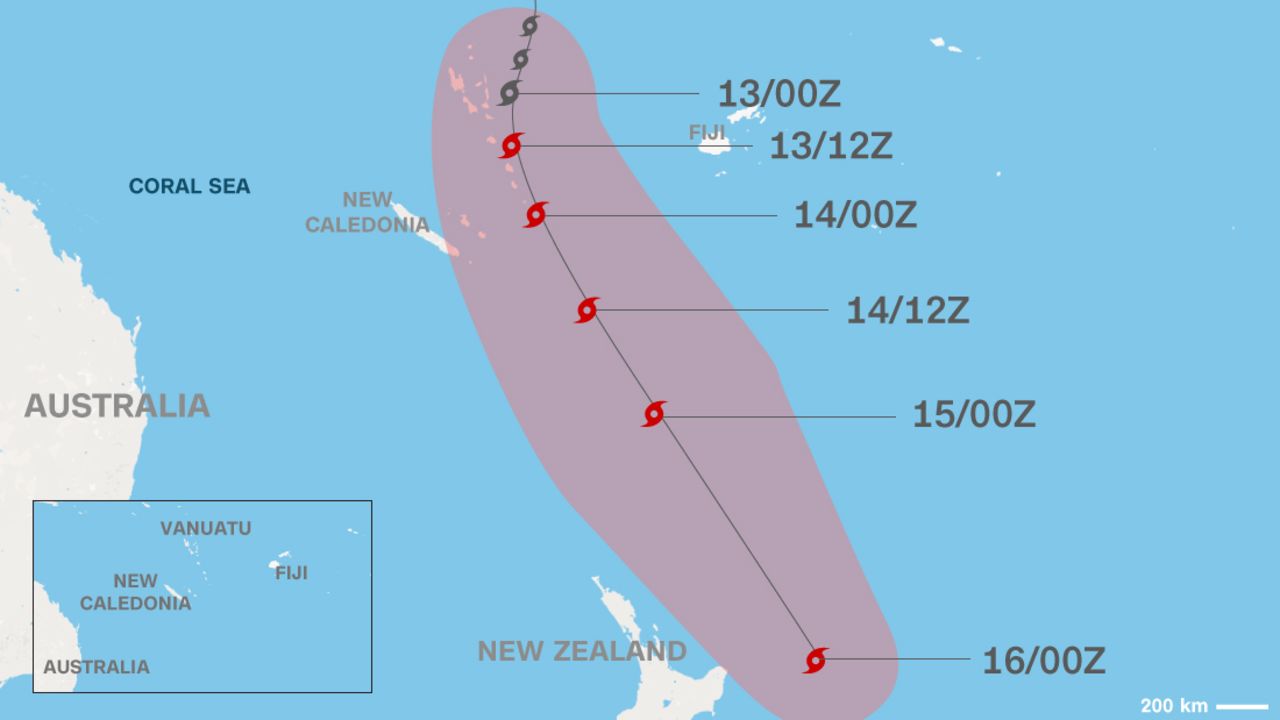 Cyclone Pam's projected path